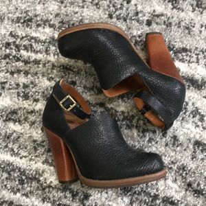 Kork-Ease Black, Ankle Strap, Leather Wrapped Heel